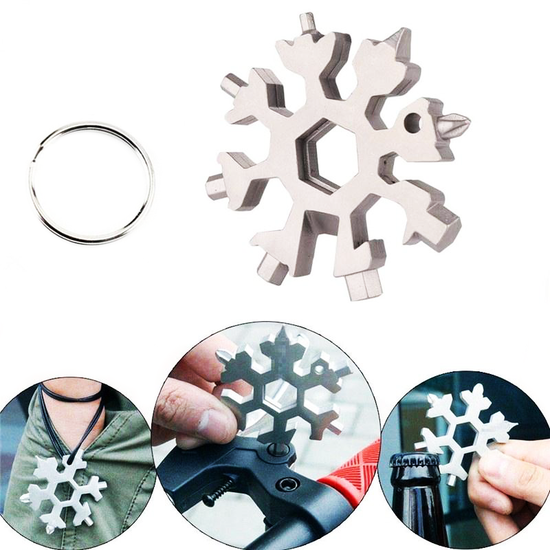 Breloc Unealta multifunctionala Snowflake 18-in-1 - CustomDecoStore